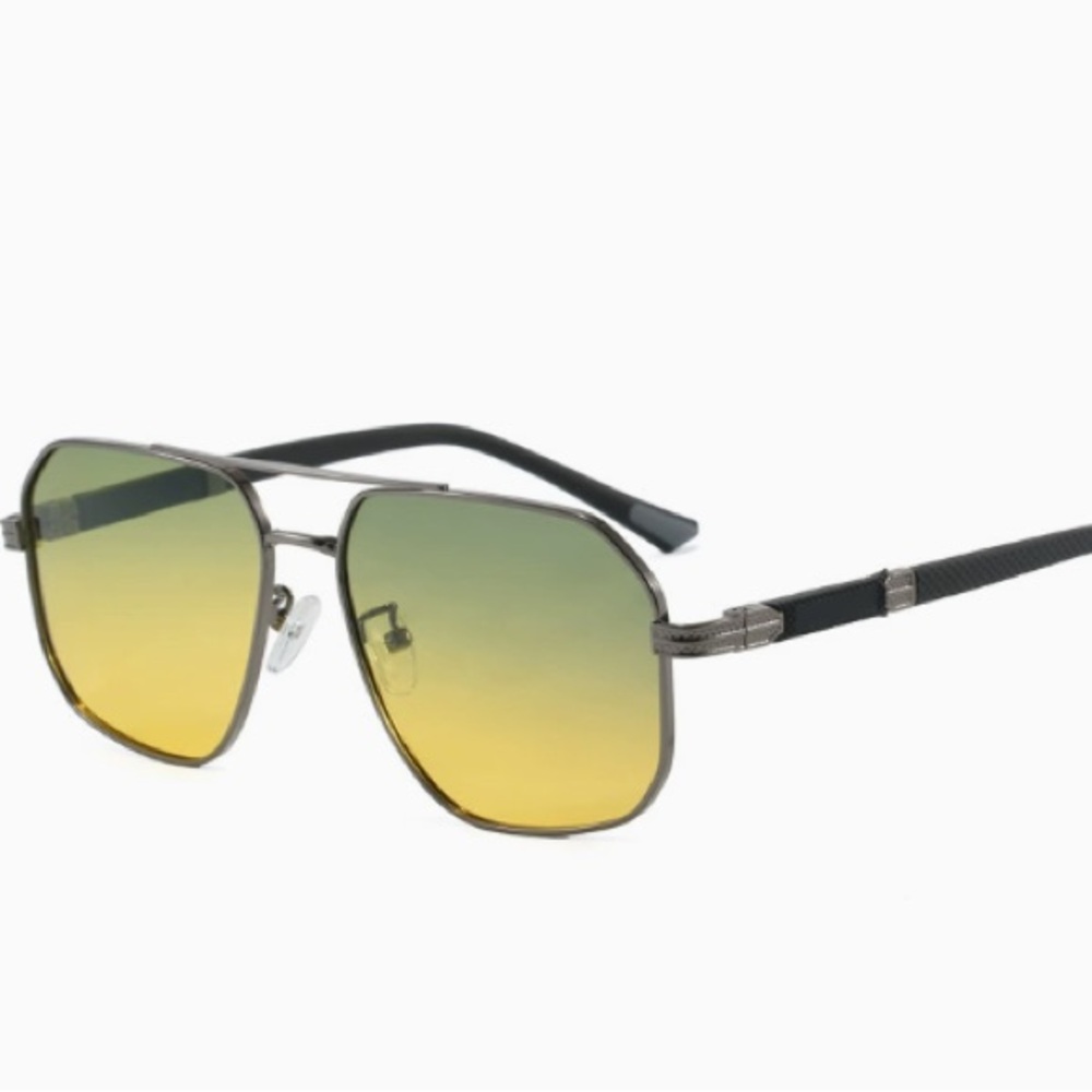 Mens/Womens Aviator Gradient Yellow-Green Lens Sunglasses